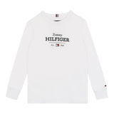 Tommy Hilfiger Shirt Girocollo Tinta Unita con Logo per Neonato KB0KB09633 BIANCO TOMMY HILFIGER 