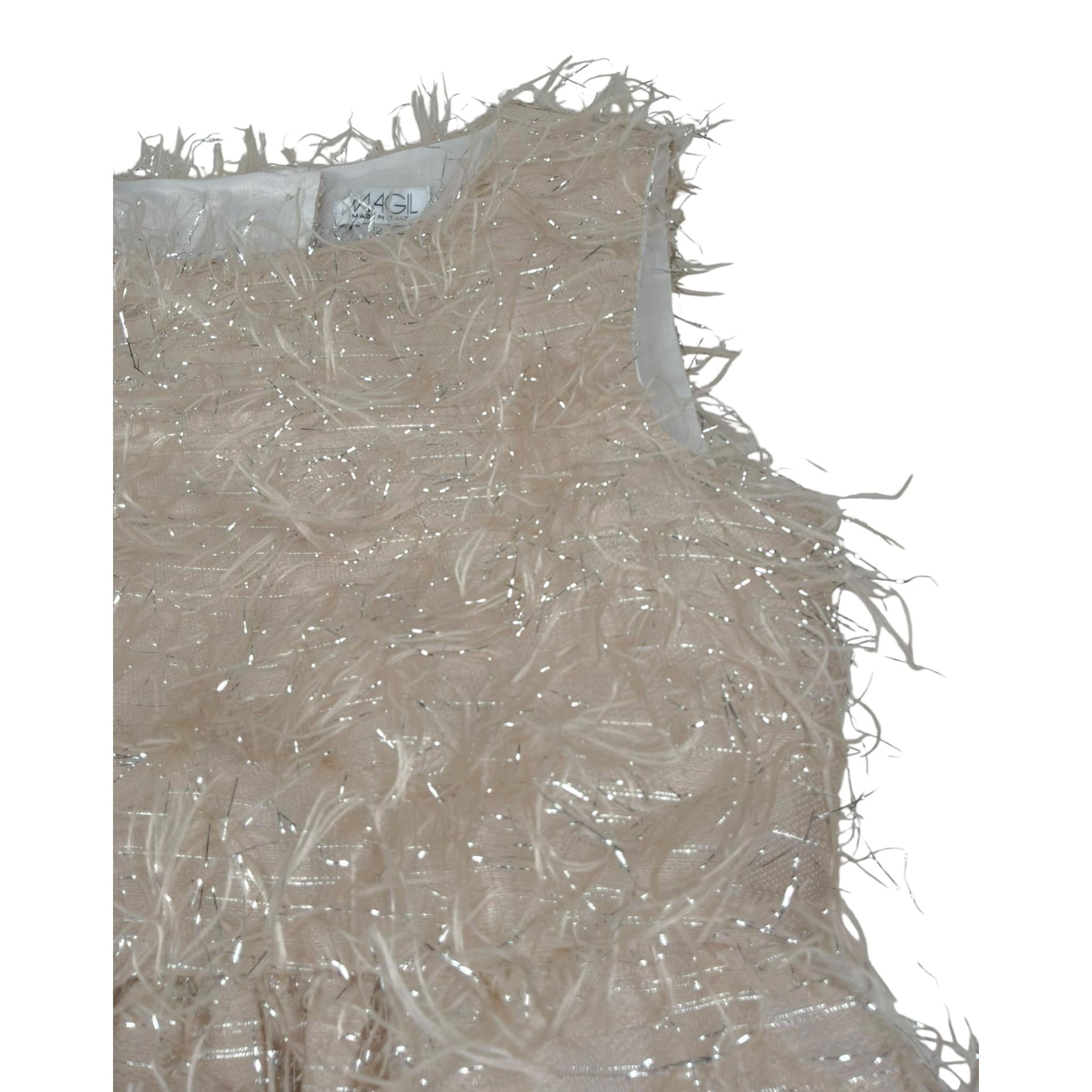 Magil Abito Giromanica Tinta Unita con Applicazioni per Bambina FN20160 BEIGE MAGIL 