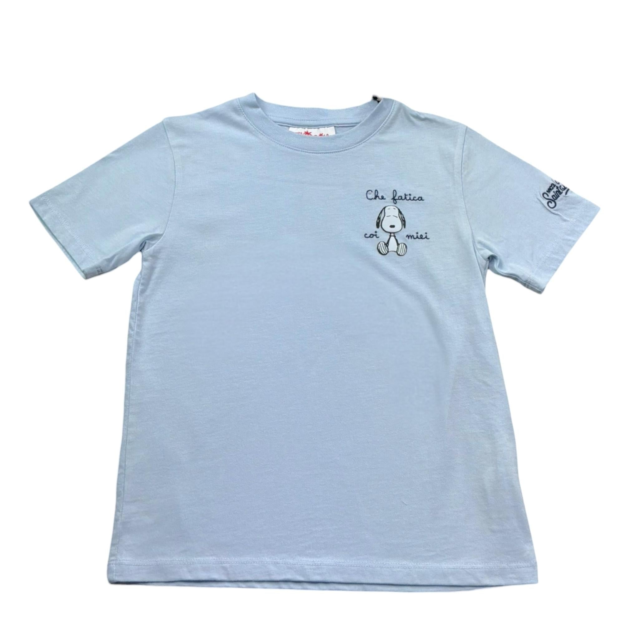 Saint Barth T-Shirt Girocollo Tinta Unita con Stampa per Bambino 00388L AZZURRO SAINT BARTH 