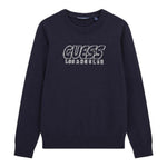 Guess Maglia Girocollo Tinta Unita con Logo per Neonato N5RR01Z2BB0 BLU GUESS 