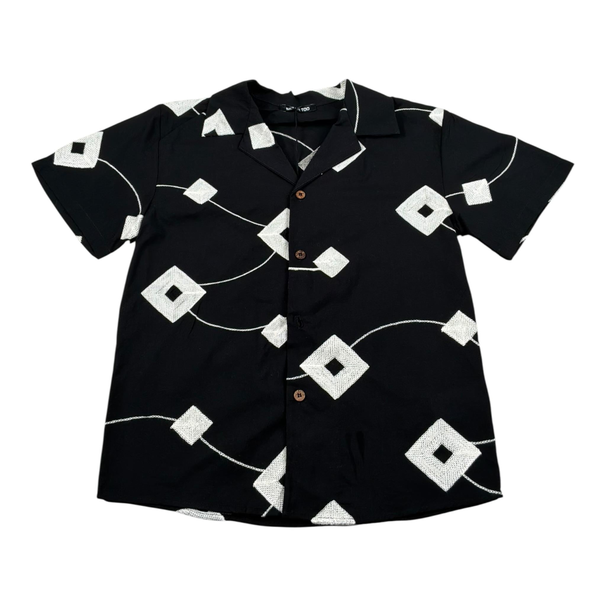 Never Too Camicia tinta unita con Stampa Nero per Bambino NT2268R NERO NEVER TOO 