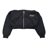 Please Felpa Tinta Unita con Zip E Cappuccio per Bambina LK20042G72 NERO PLEASE 