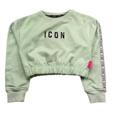 Icon Felpa Chiusa Girocollo Tinta Unita con Logo per Bambina IGSW00541 VERDE ACQUA ICON 