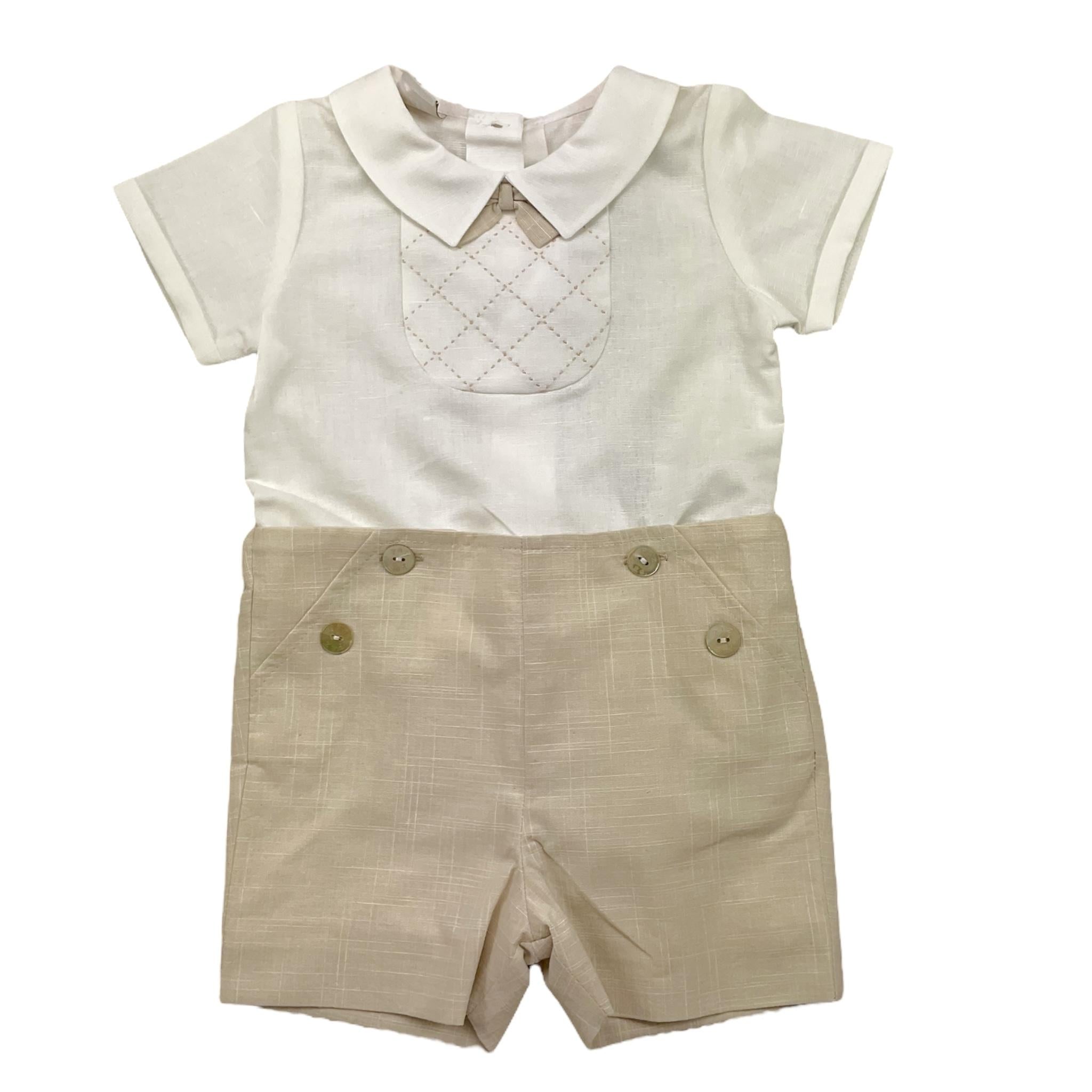 Paz Rodriguez Completo 2 Pezzi Camicia Mezza Manica-Bermuda per Neonato 006152721 BIANCO/BEIGE PAZ RODRIGUEZ 