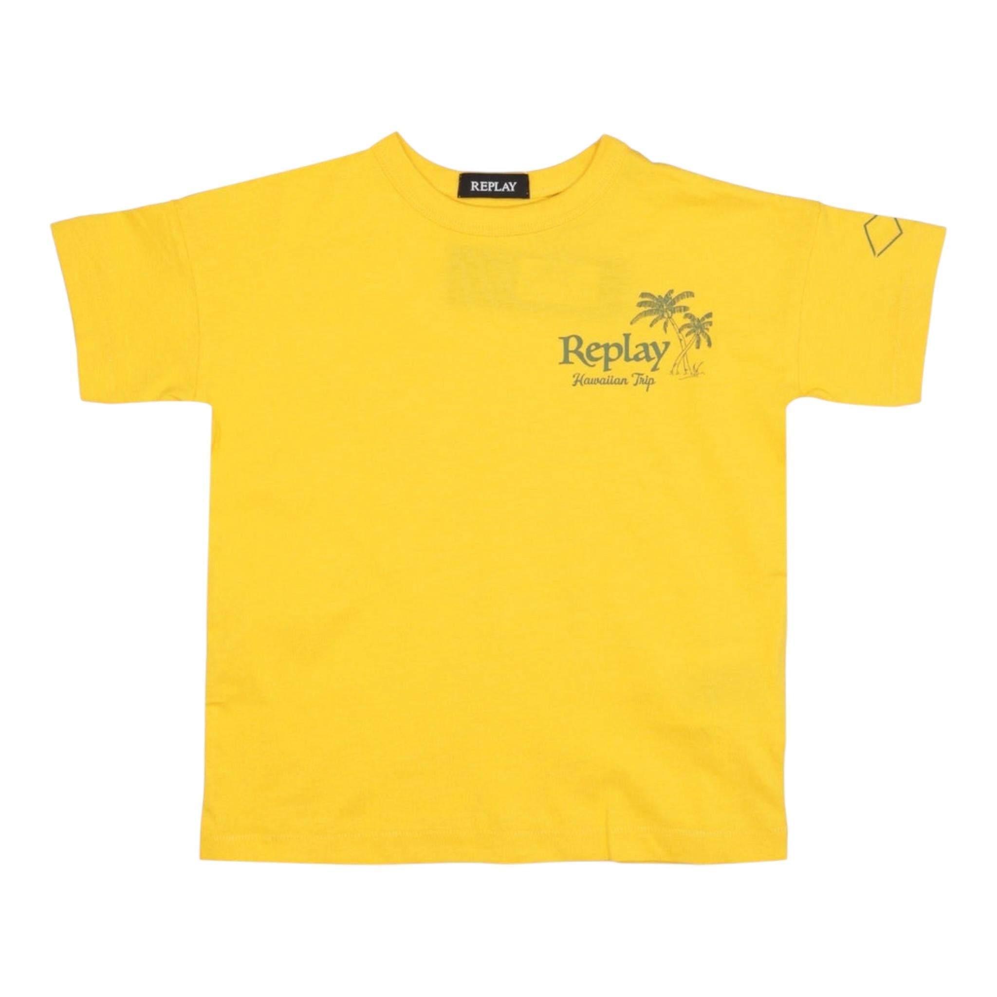 Replay T-Shirt Girocollo Tinta Unita con Stampa per Bambino SB7349 GIALLO REPLAY 