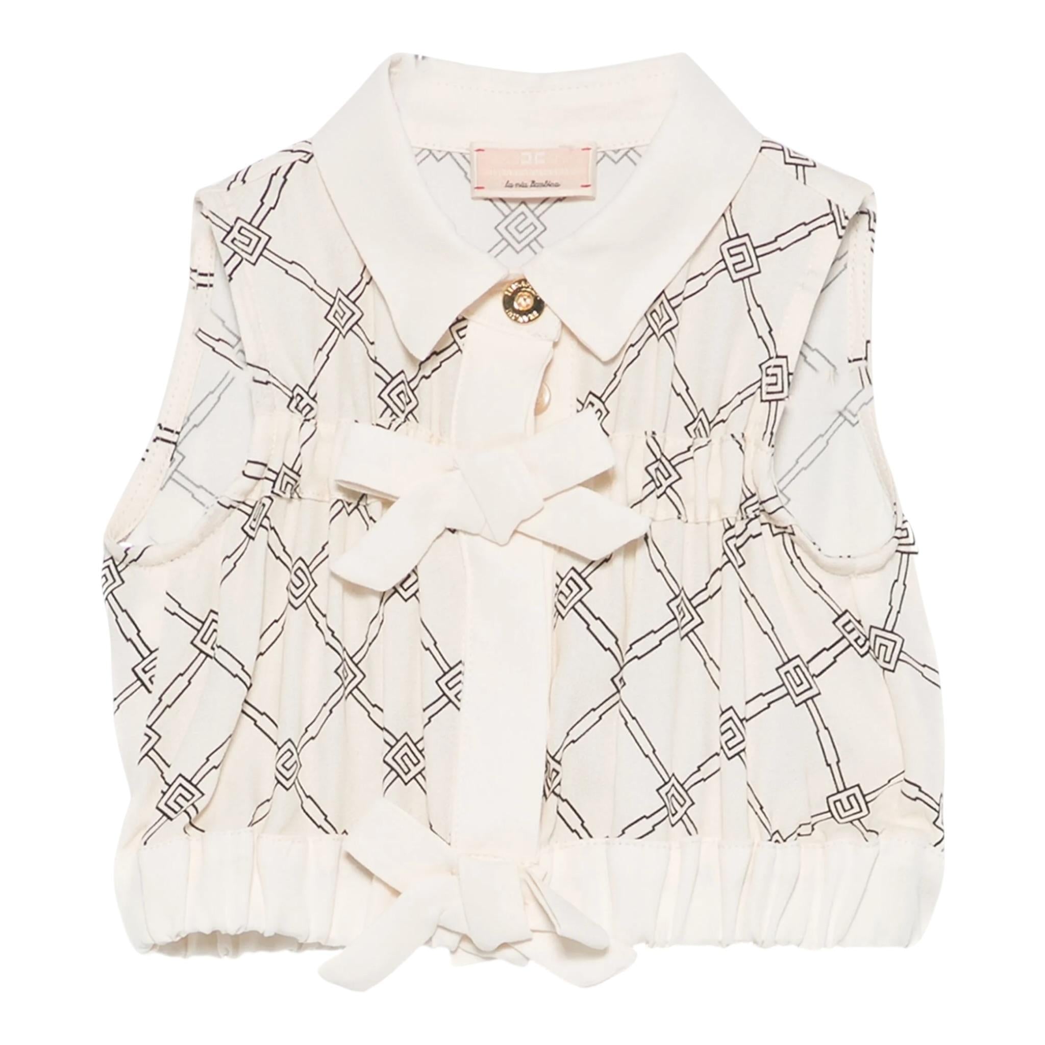 Elisabetta Franchi Top Giromanica Tinta Unita con Loghi per Bambina EGCA042J PANNA ELISABETTA FRANCHI 