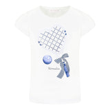 Monnalisa T-Shirt Girocollo Tinta Unita con Stampa per Bambina 19E603 BIANCO MONNALISA 
