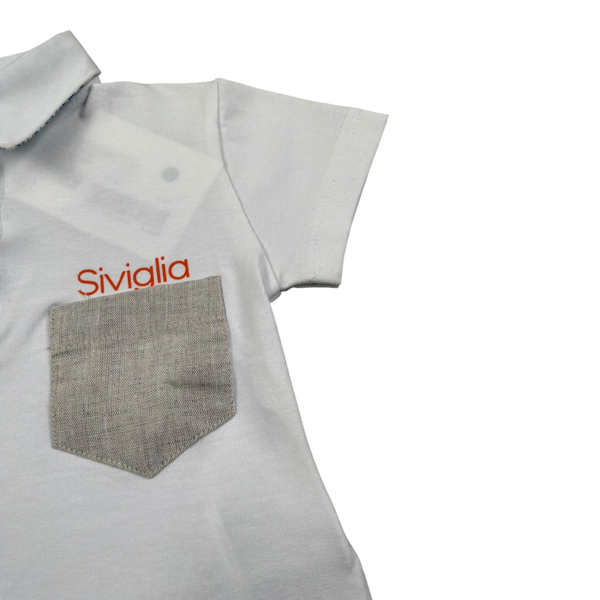 Siviglia Polo Mezza Manica Tinta Unita con Taschino per Neonato SVNTS17280 BIANCO SIVIGLIA 