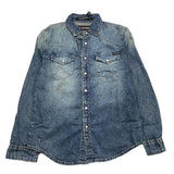 Zu+Elements Camicia Manica Lunga Tinta Unita In Denim Blu Per Bambino