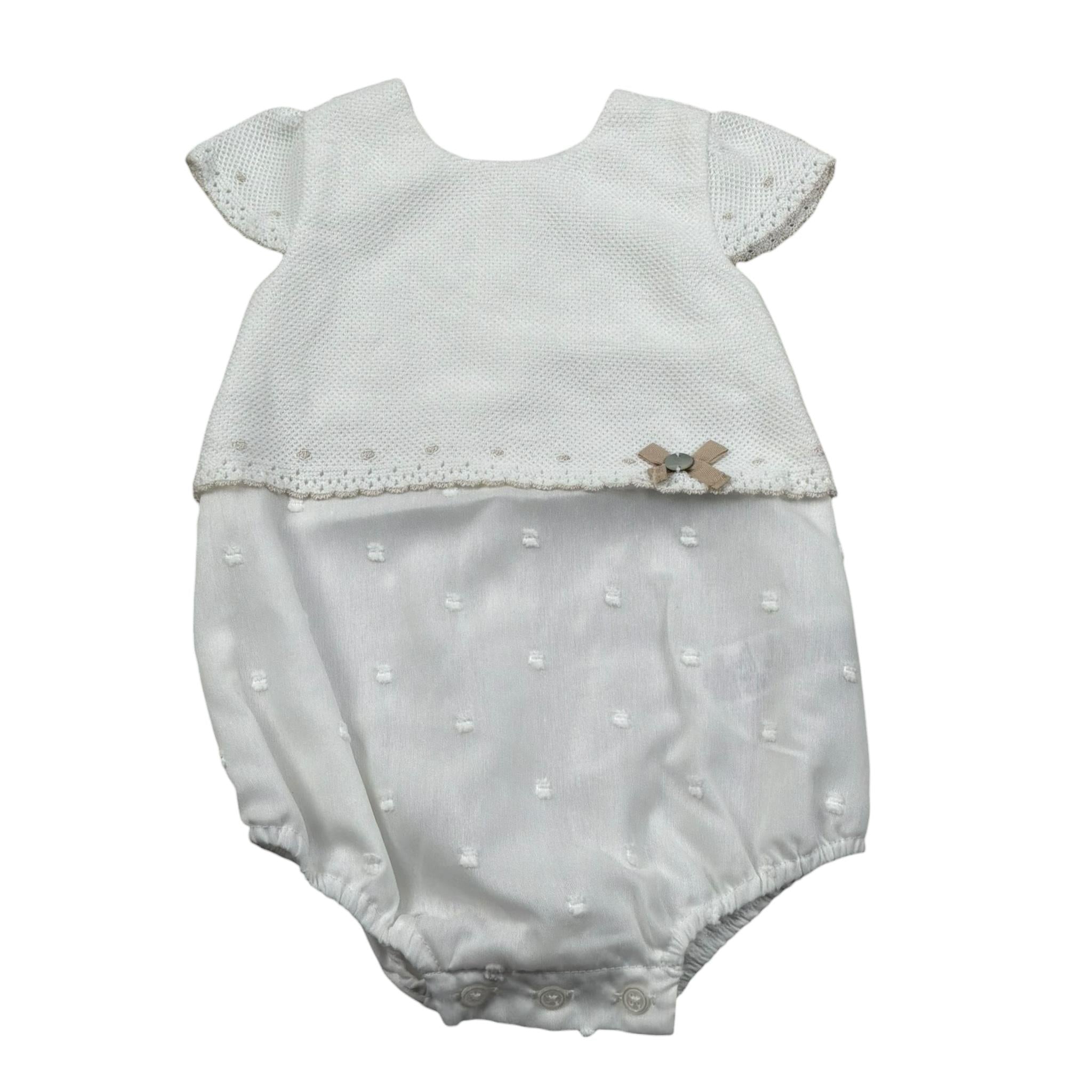 Paz Rodriguez Pagliaccetto Mezza Manica Tinta Unita per Neonata 005122717 BIANCO PAZ RODRIGUEZ 