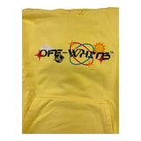 Off-White Felpa Tinta Unita Con Cappuccio E Stampa Giallo Per Bambino