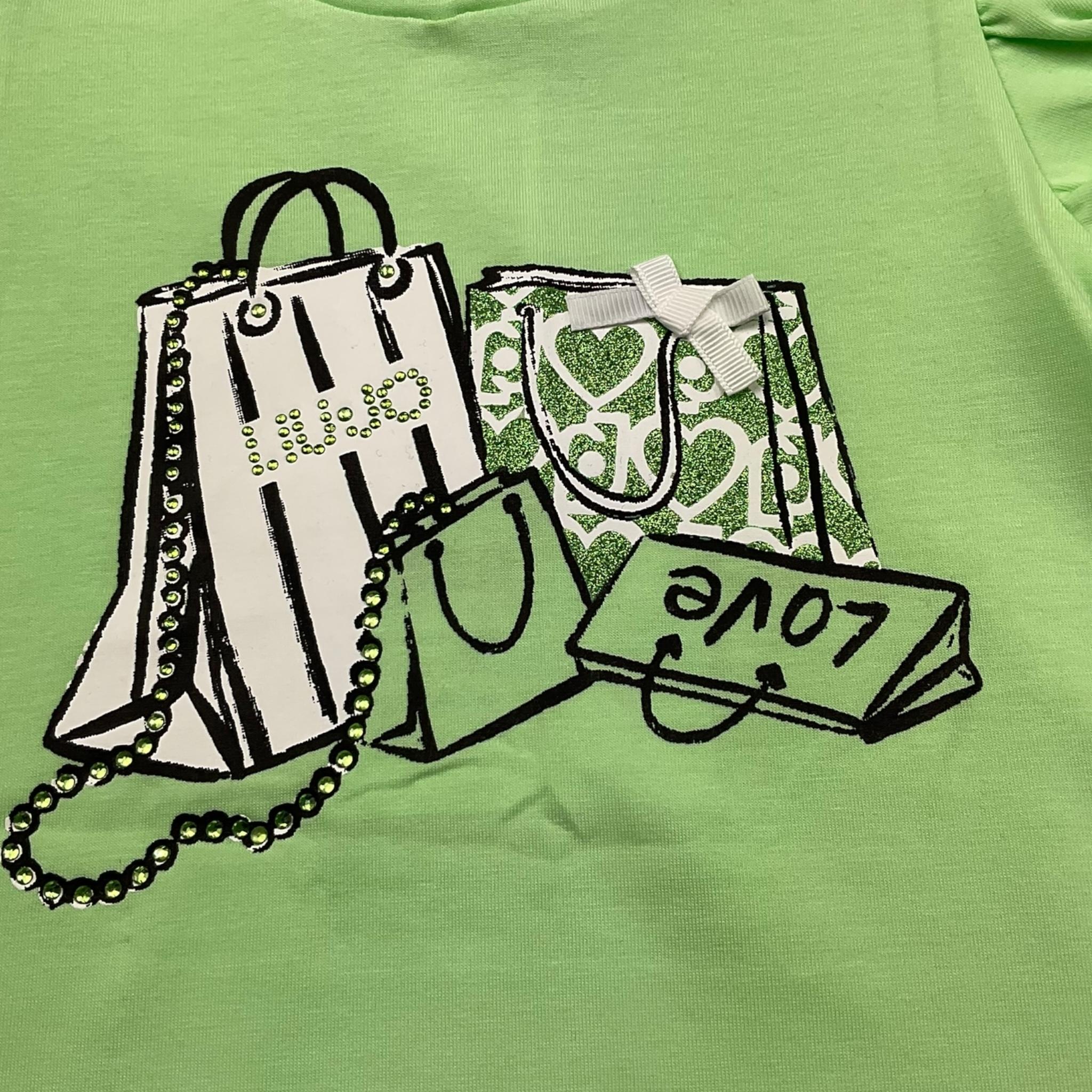 Liu Jo Abito Tinta Unita con Brillantini per Bambina KA5037 VERDE LIU JO 