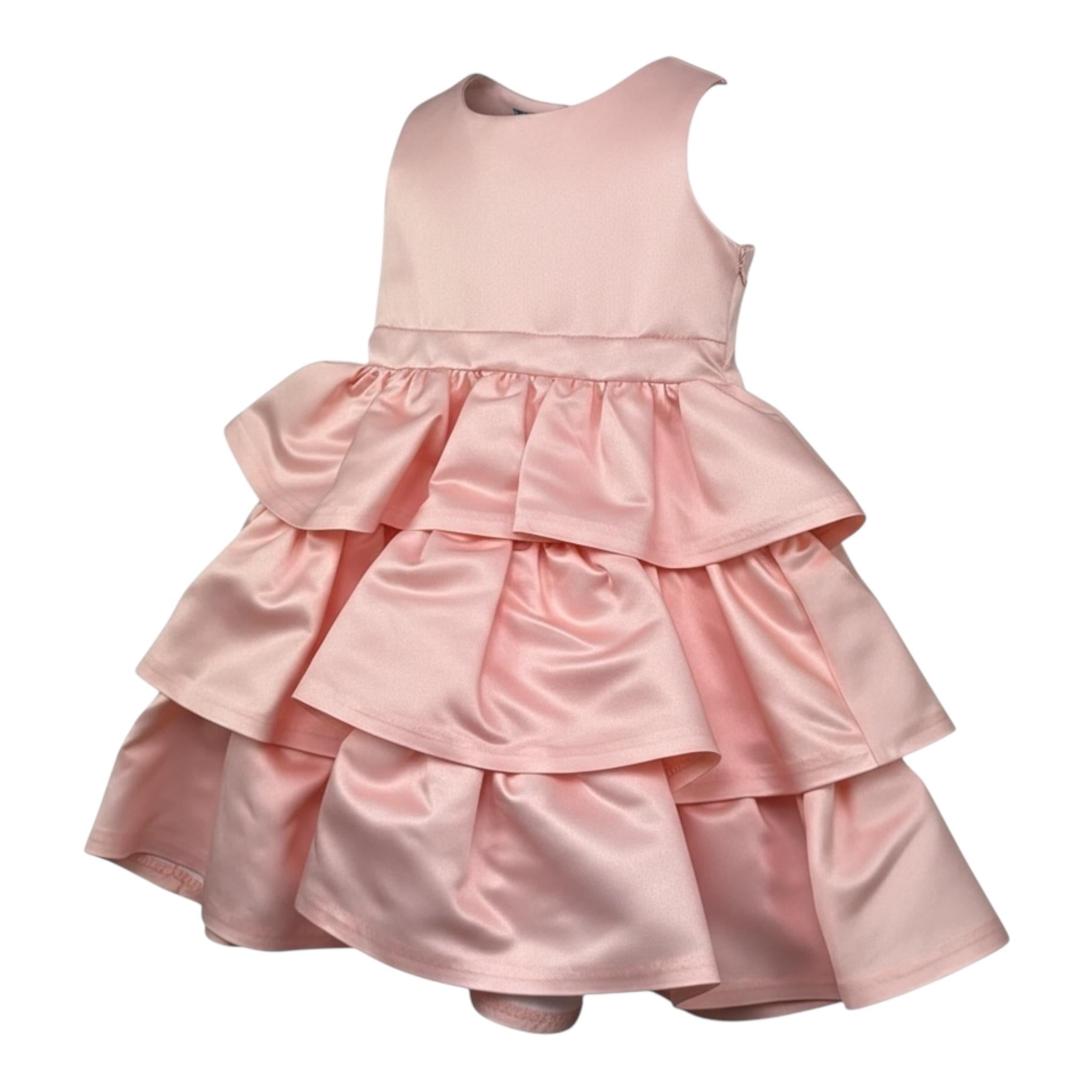 Meilisa Bai Abito Cerimonia Giromanica Tinta Unita con Balze per Bambina FL6262 PESCA MEILISA BAI 