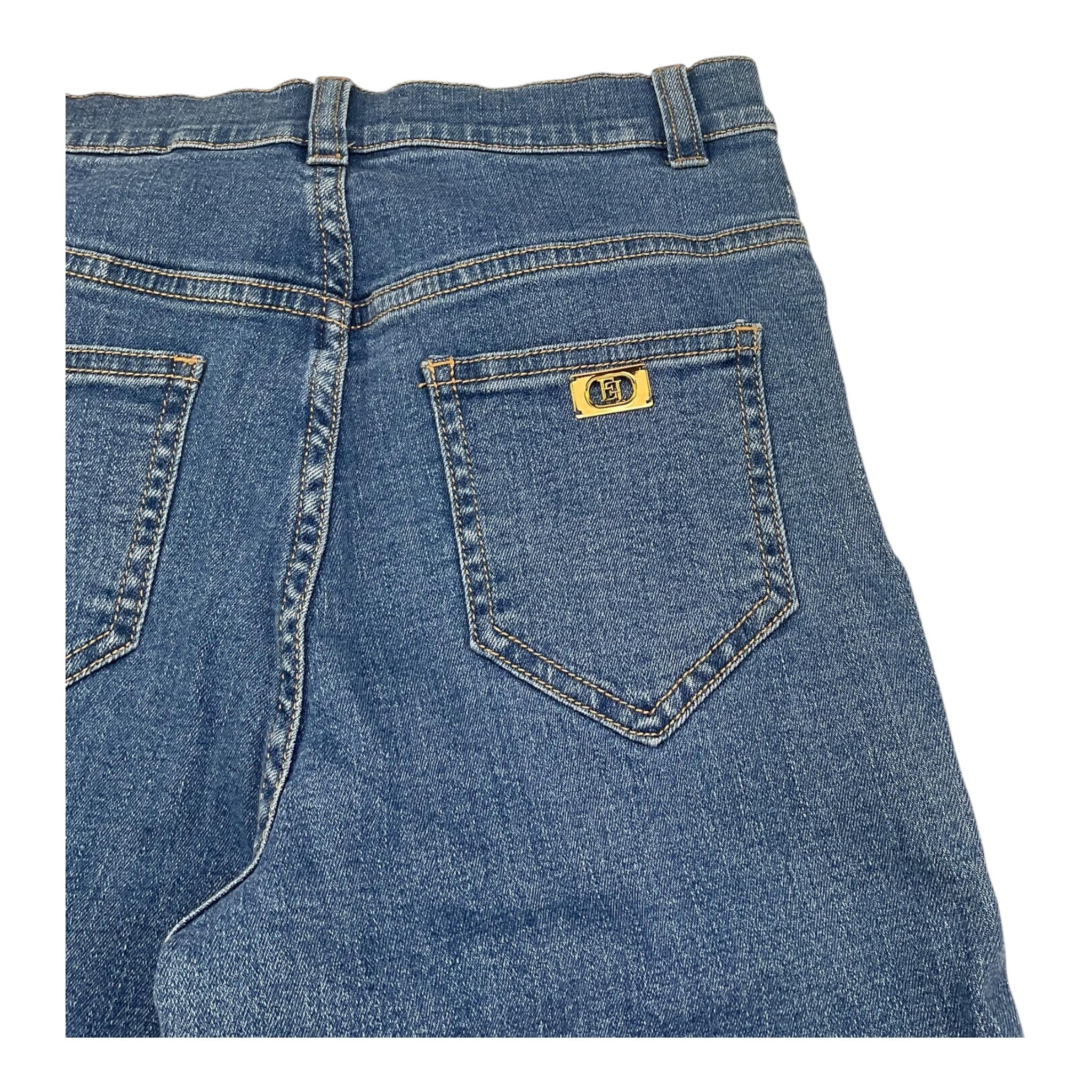 jeans tinta unita modello zampa EFPA279 AZZURRO ELISABETTA FRANCHI 