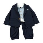 Gastone Completo 4 Pezzi Giacca-Camicia-Pantalone-Papillon-Papillon per Neonato G0140A BLU GASTONE 