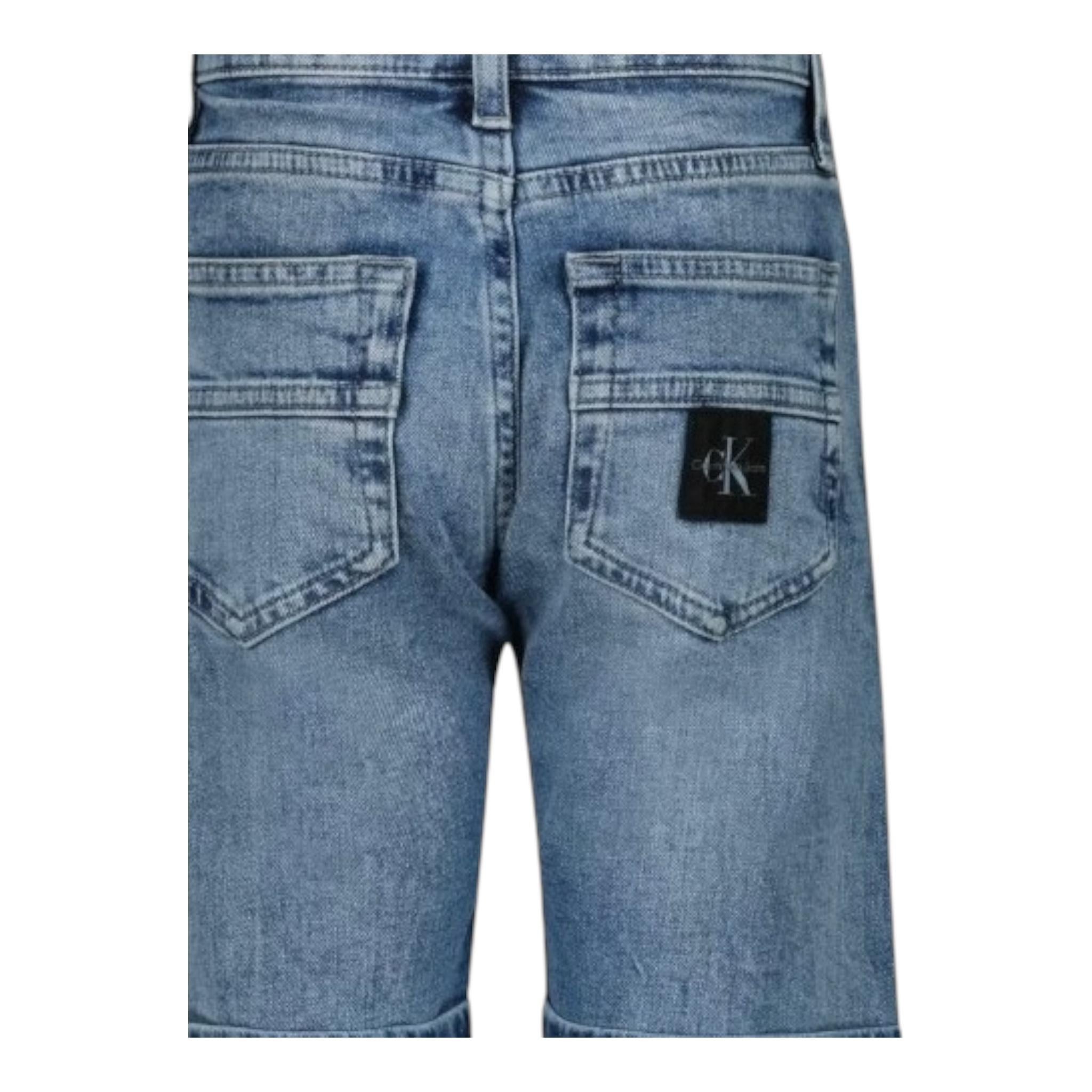 Calvin Klein Bermuda In Denim Tinta Unita per Bambino IB0IB01604 BLU CALVIN KLEIN 