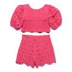 Abel & Lula Completo 2 Pezzi Top-Short Traforato per Bambina 5231 FUXIA ABEL & LULA 