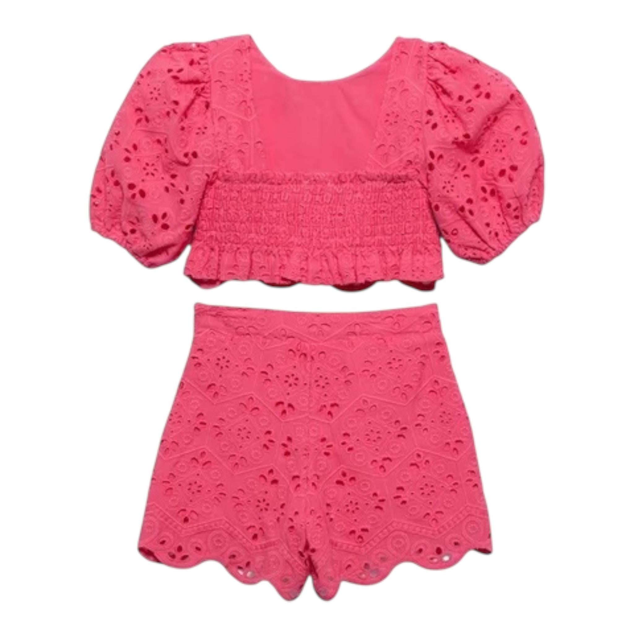 Abel & Lula Completo 2 Pezzi Top-Short Traforato per Bambina 5231 FUXIA ABEL & LULA 