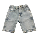 Calvin Klein Bermuda In Denim Tinta Unita con Girovita Regolabile Azzurro per Bambino