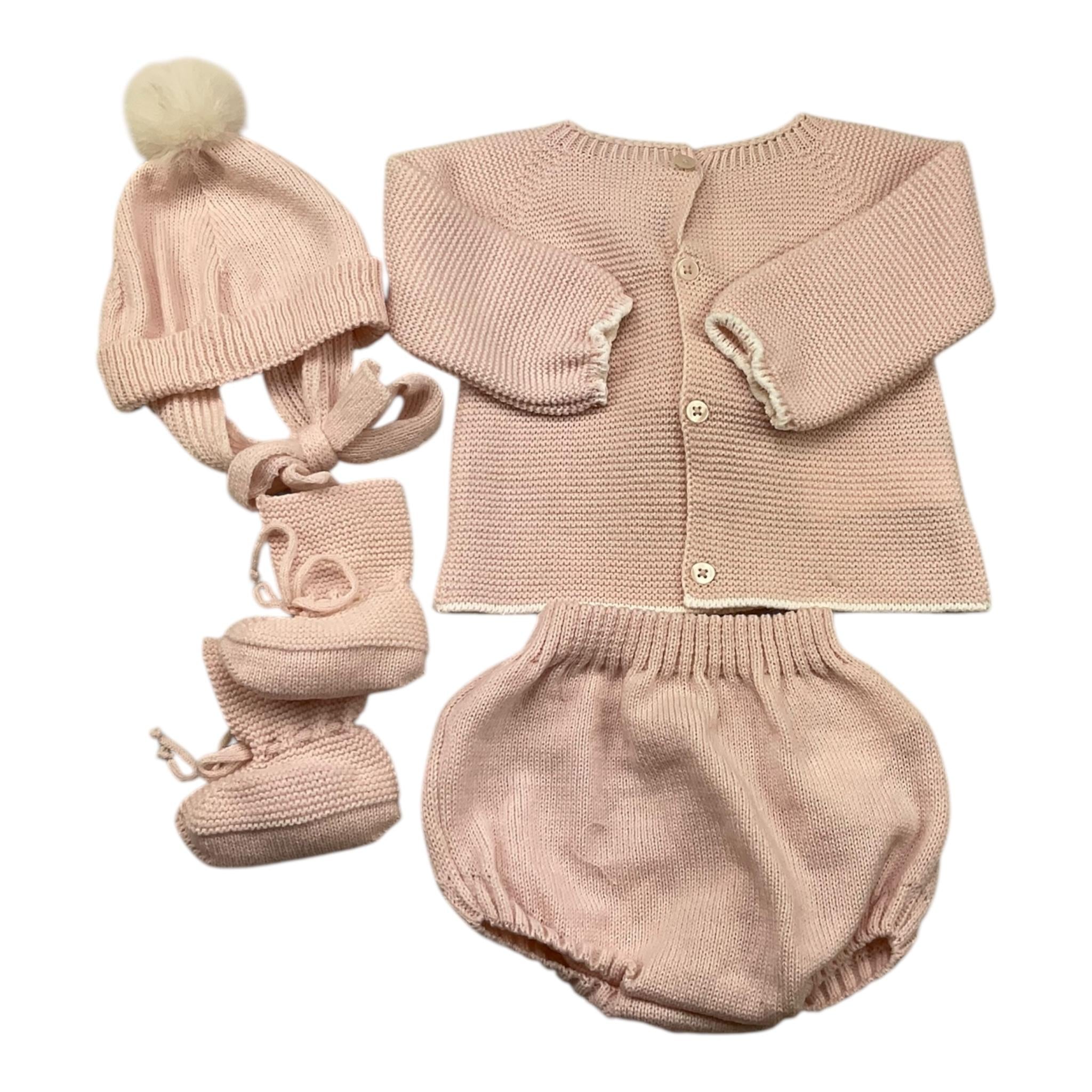 MAC ILUSIO'N completi 4 pezzi maglia-culotte-cappello-babbucce tinta unita Rosa per Neonata 9428 ROSA MAC ILUSIO'N 