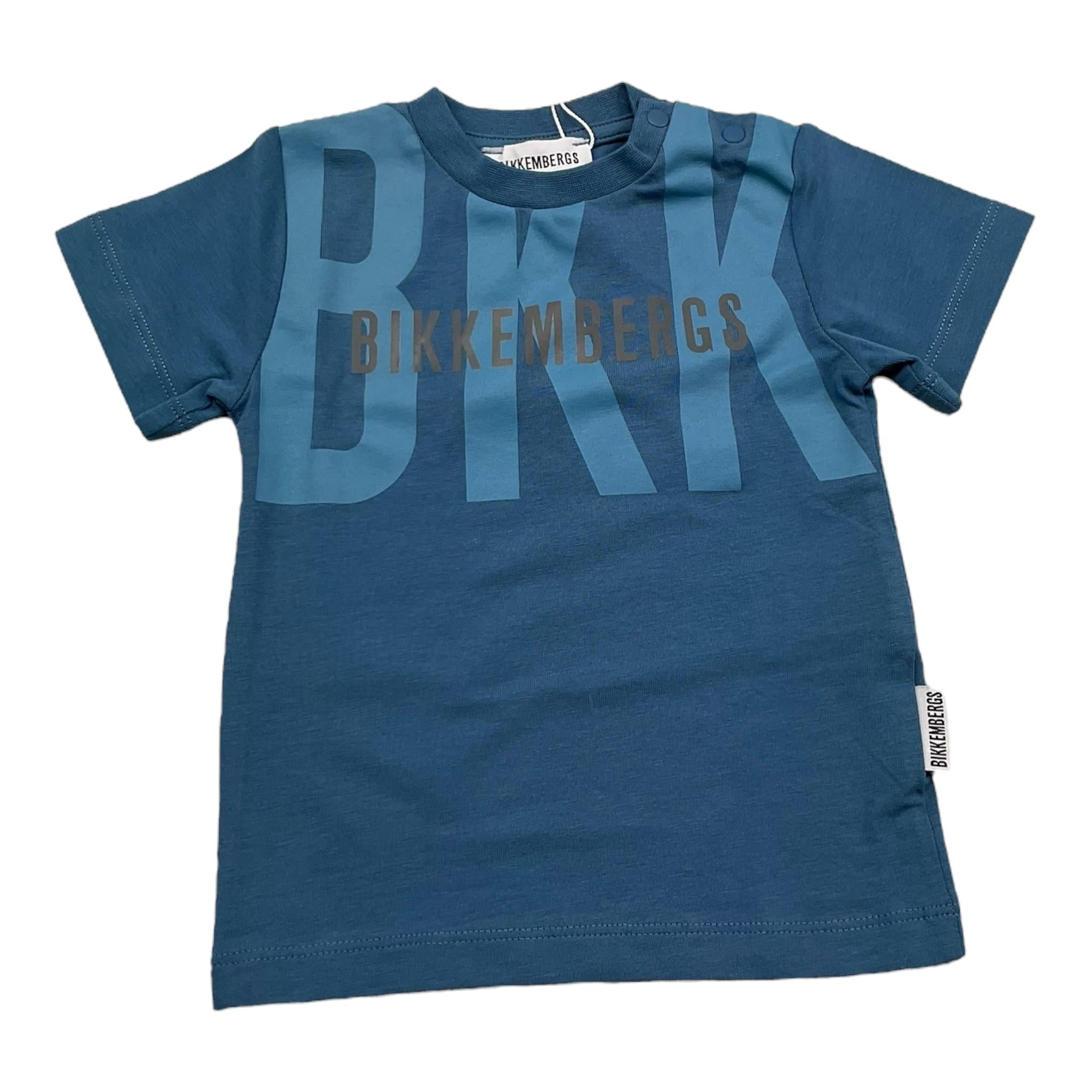 Bikkembergs T-Shirt Girocollo Tinta Unita con Logo per Neonato BK2181 BLU BiKKEMBERGS 