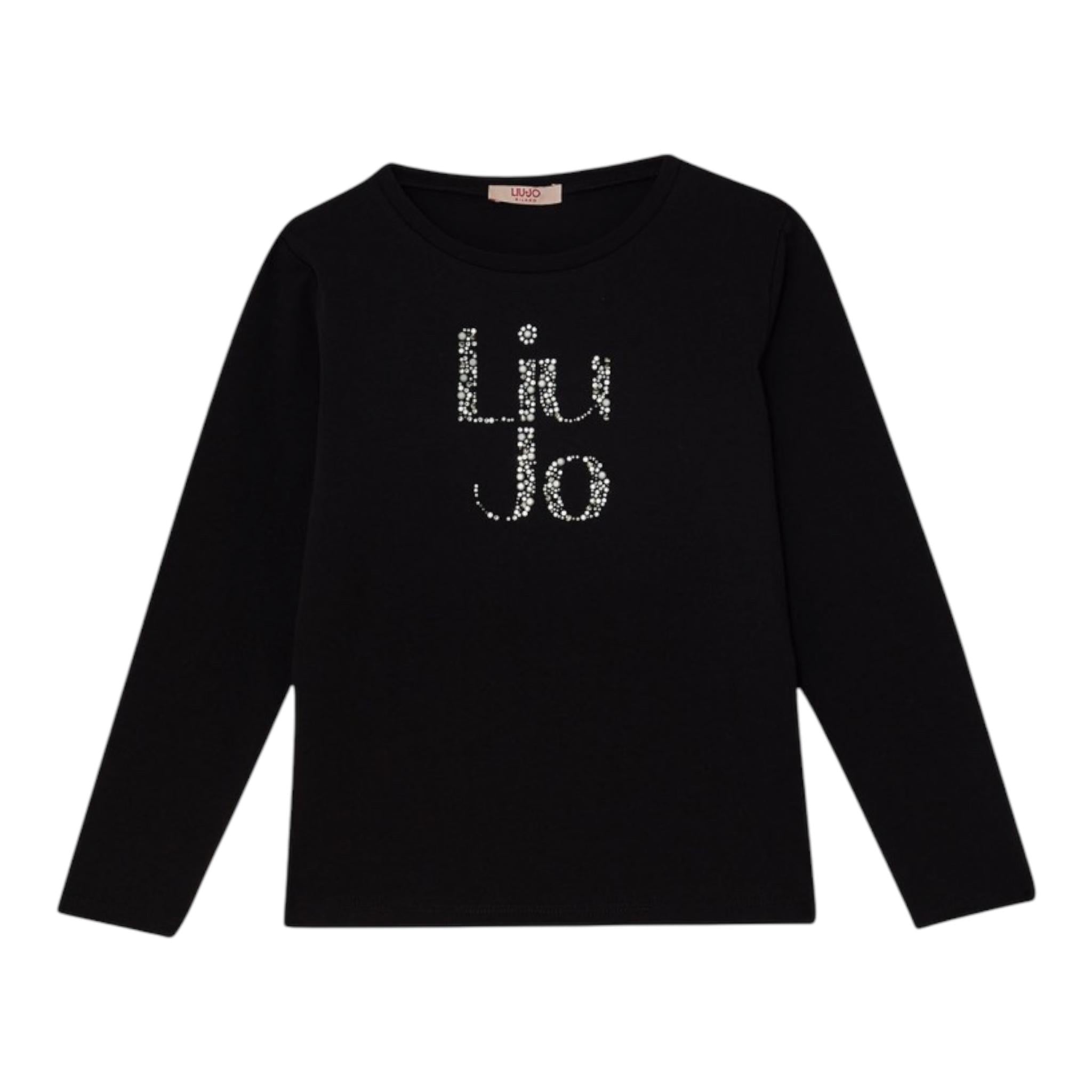 LIU JO shirt girocollo tinta unita con stampa e applicazioni Blu per Bambina GF4093X BLU LIU JO 