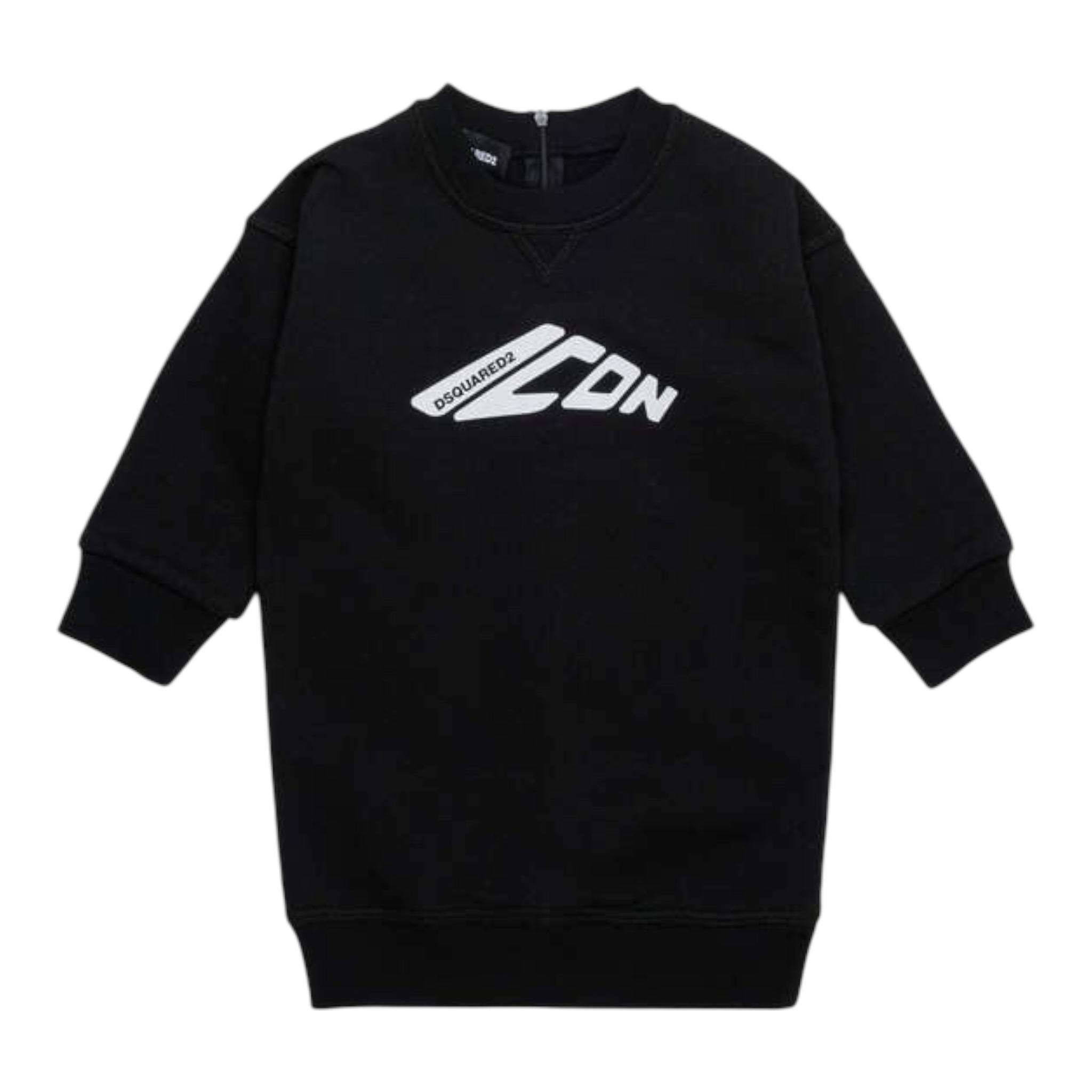 DSQUARED2 abito tinta unita girocollo con stampa Nero per Neonata DQ2700 NERO DSQUARED2 