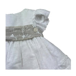 Le Bebe Abito Mezza Manica Cerimoniale Tinta Unita con Cinturino per Neonata LBG6375 BIANCO LE BEBE 
