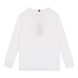 Tommy Hilfiger Shirt Girocollo Tinta Unita con Logo per Neonato KB0KB09633 BIANCO TOMMY HILFIGER 