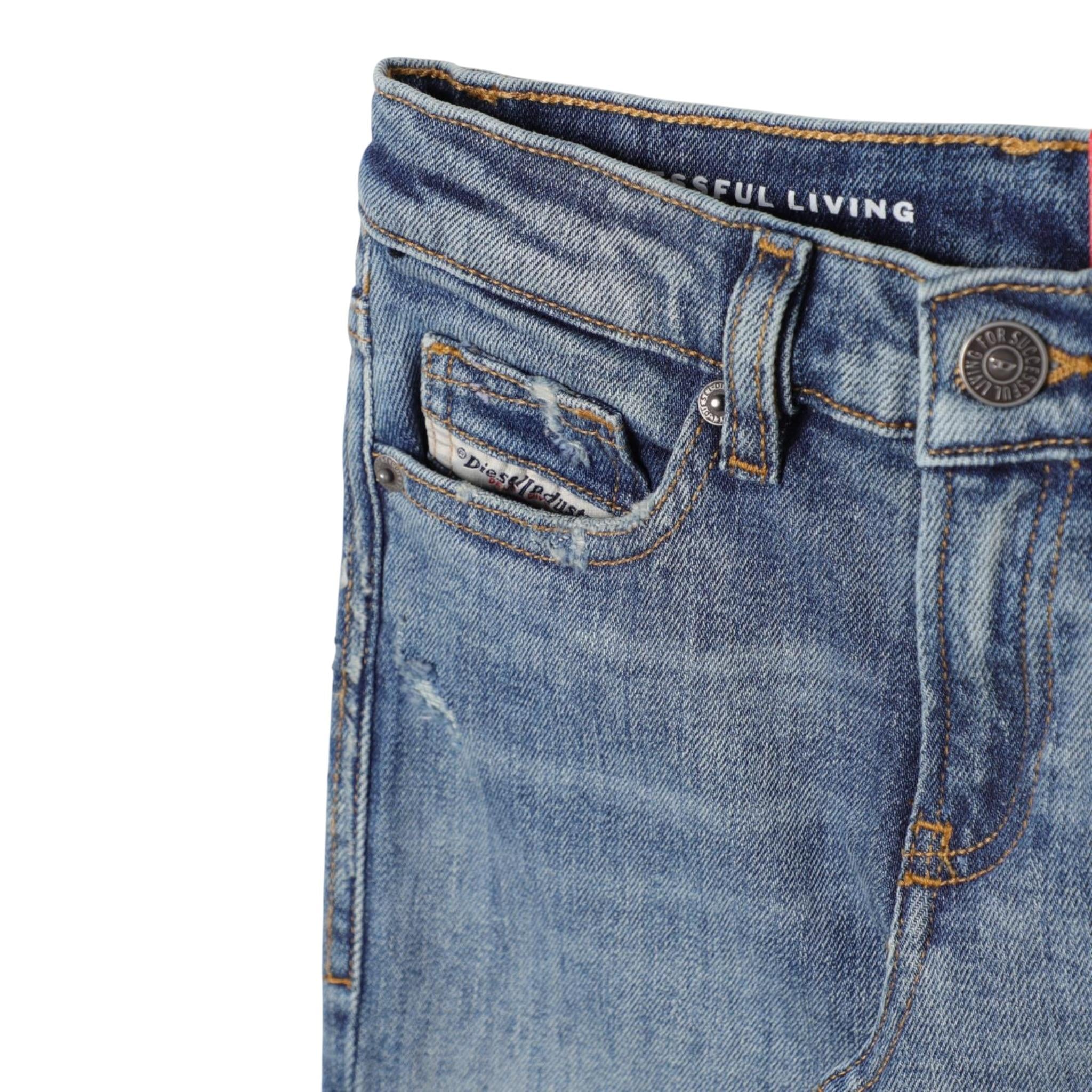 Diesel Jeans Tinta Unita con Girovita Regolabile per Bambino J00809X AZZURRO DIESEL 