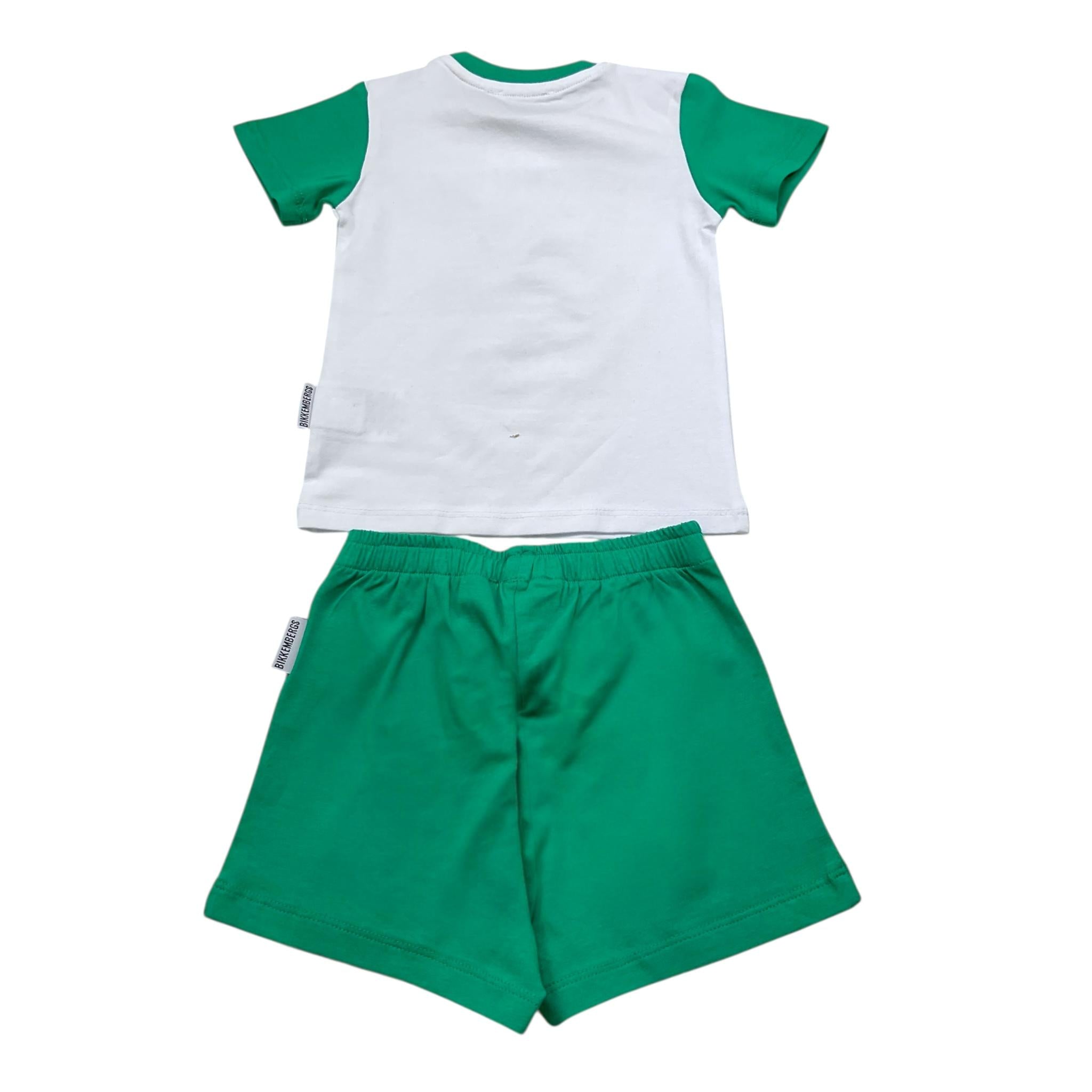 Bikkembergs Completo 2 Pezzi T-Shirt-Bermuda Bicolore per Bambino BK3417J BIANCO/VERDE BiKKEMBERGS 