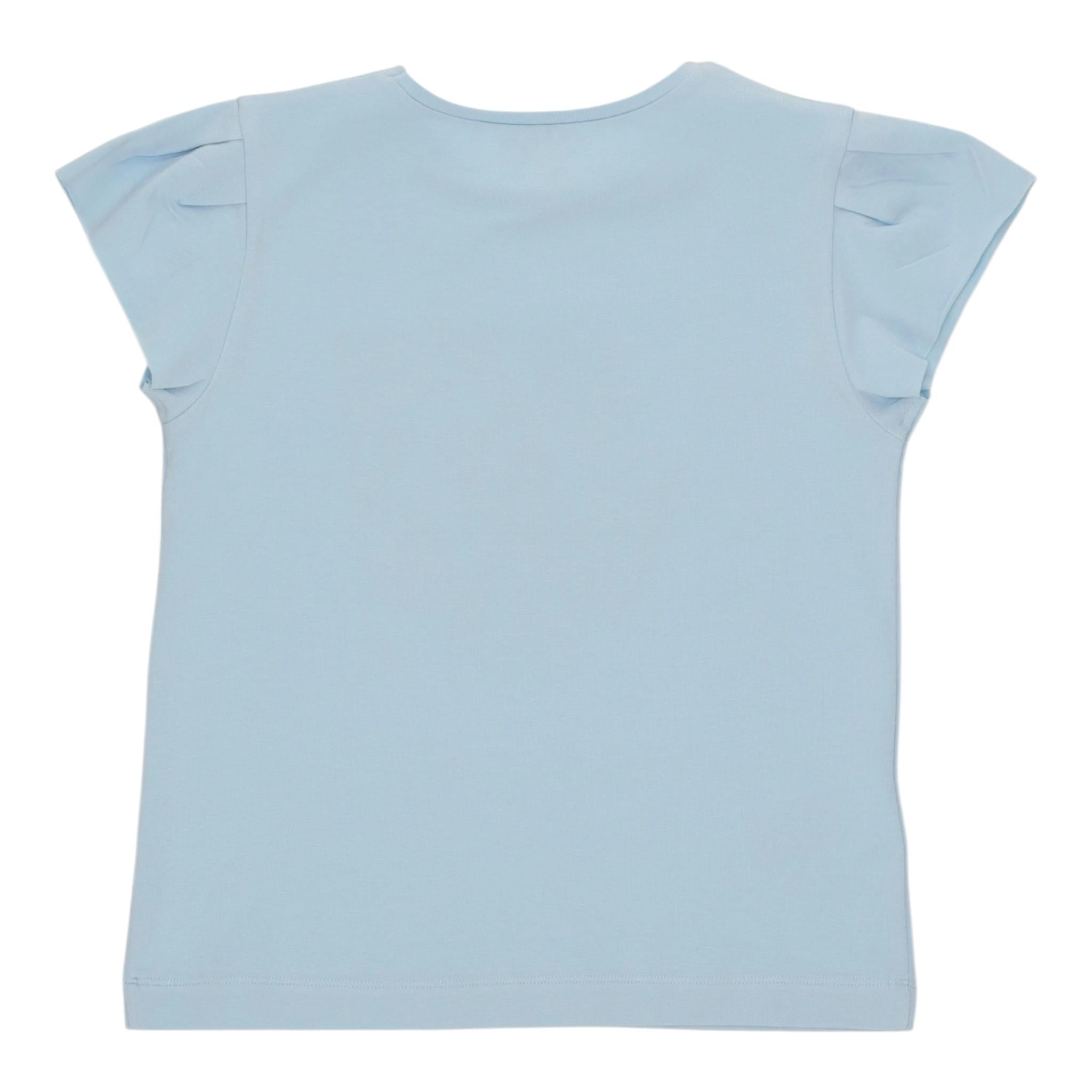 Mayoral T-Shirt Tinta Unita Girocollo con Stampa per Bambina 3015 AZZURRO MAYORAL 