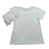 Manila Grace T-Shirt Girocollo Tinta Unita con Rouches per Bambina MG2655 BIANCO MANILA GRACE 