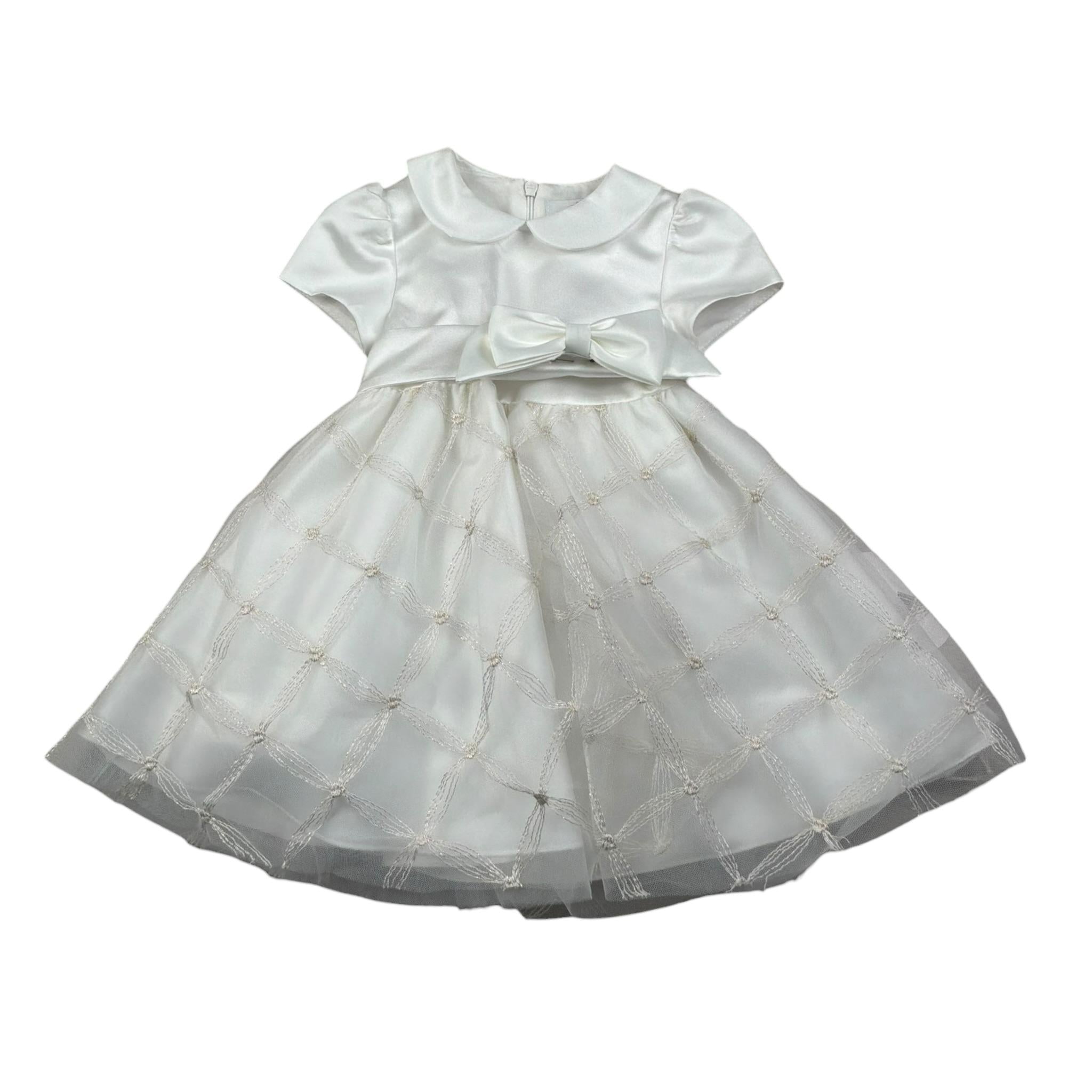 Ambaraba Abito Mezza Manica Cerimoniale Tinta Unita per Neonata FF34110 BIANCO AMBARABA 