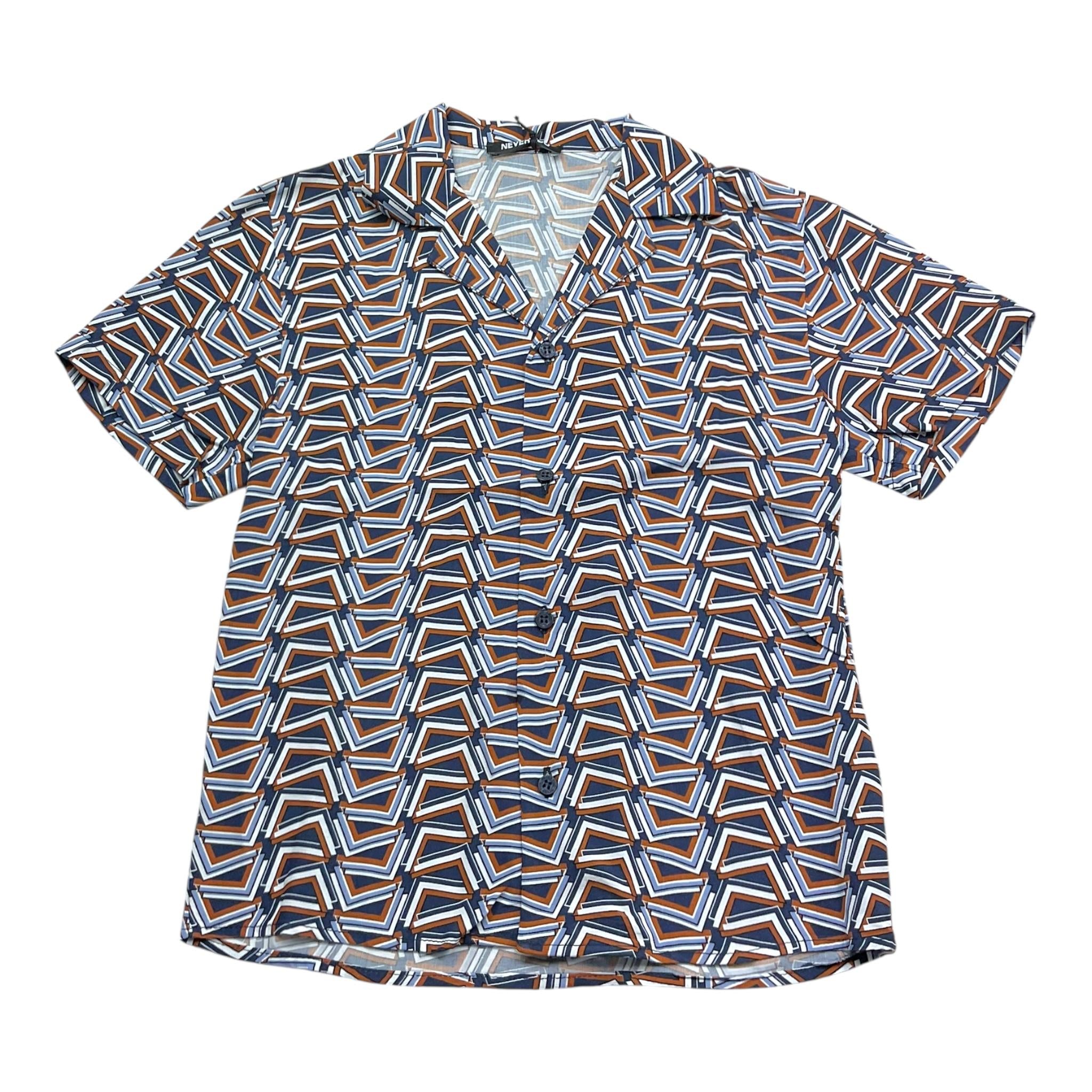 Never Too Camicia Tinta Unita con Fantasia Mezza Manica per Bambino NT2019B BLU NEVER TOO 