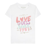 Guess T-Shirt Girocollo Tinta Unita con Stampa per Neonata K3GI01K6YW3 BIANCO GUESS 
