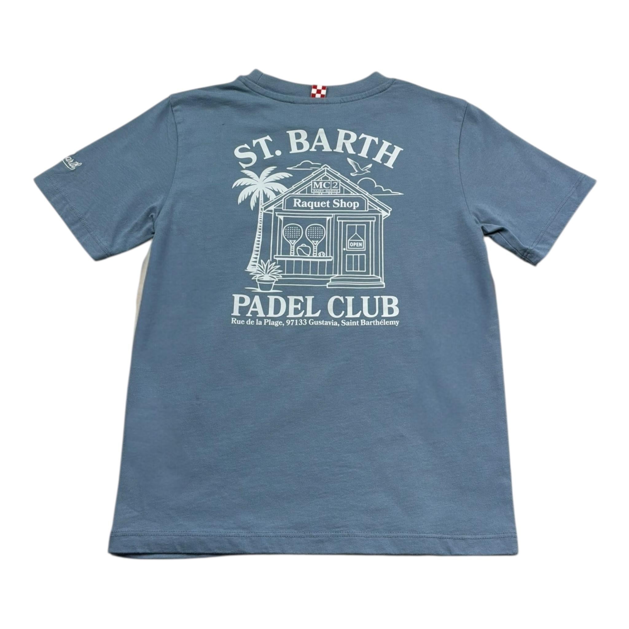 Saint Barth T-Shirt Girocollo Tinta Unita con Stampa per Bambino 00386L AZZURRO SAINT BARTH 