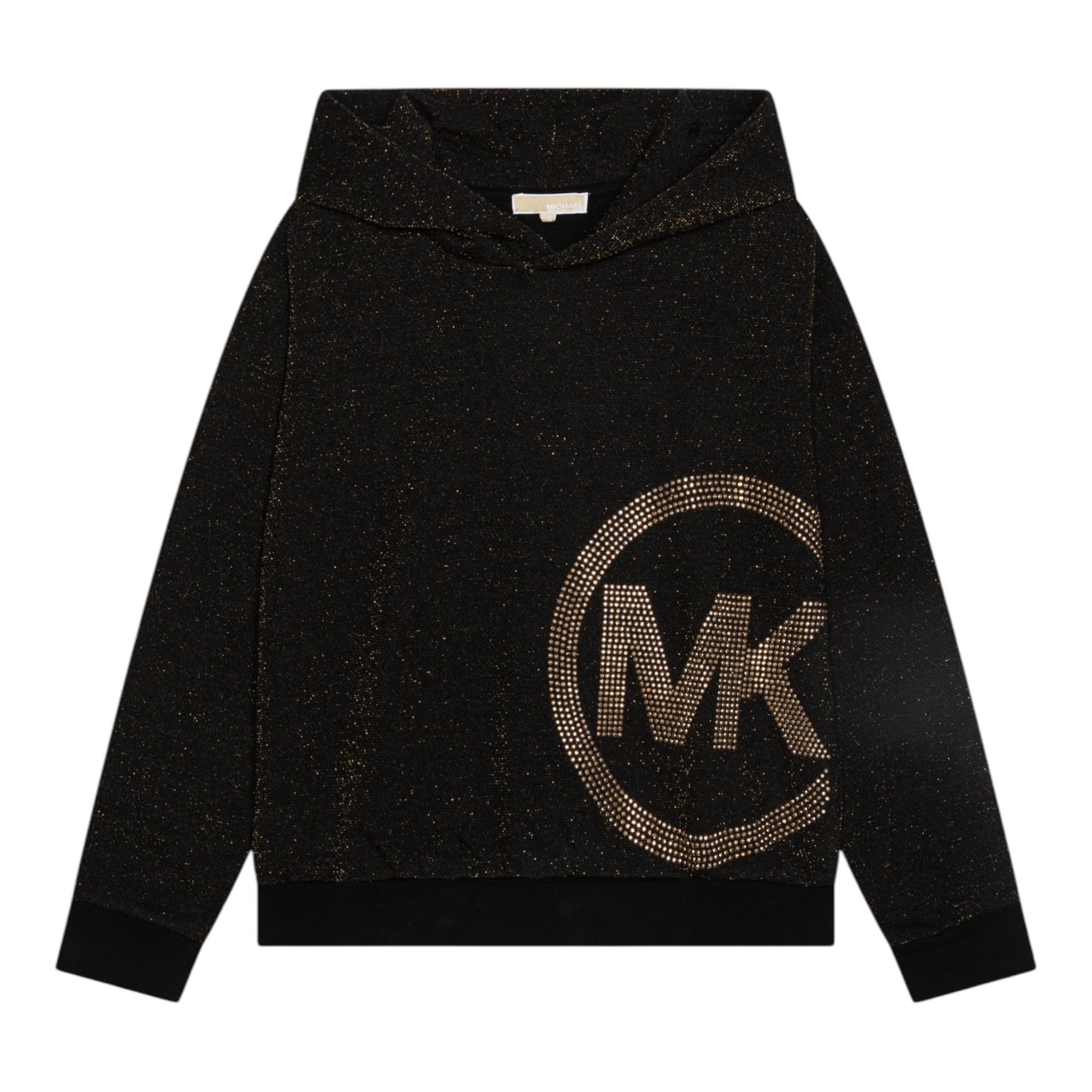 MICHAEL KORS felpa con cappuccio tinta unita glitter Nero per Bambina R30154 NERO MICHAEL KORS 