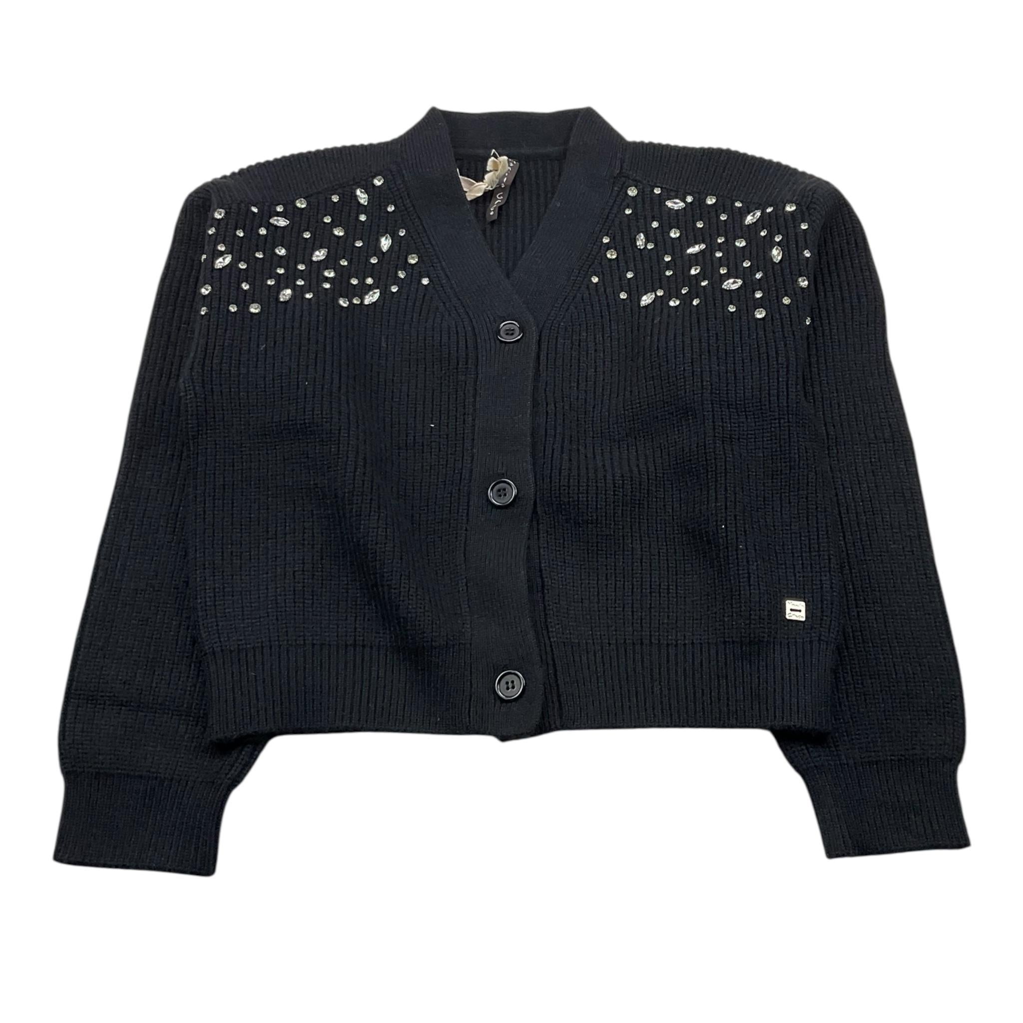 MANILA GRACE cardigan tinta unita con applicazioni Nero per Bambina MFJF24M186 NERO MANILA GRACE 