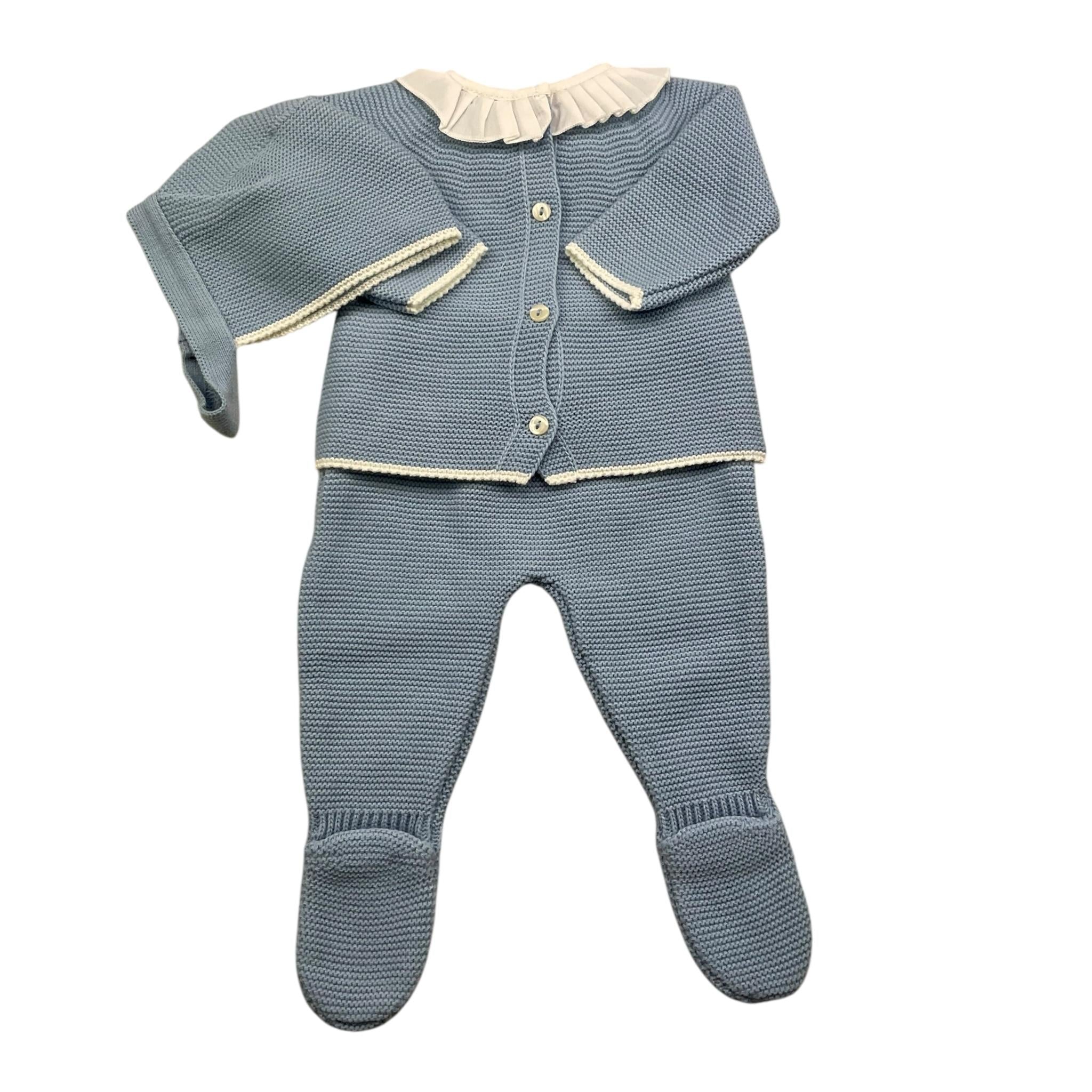 VALENTINA BEBES completo 3 pezzi maglia-ghettina-cappello Azzurro per Neonata HOW27 AZZURRO VALENTINA BEBES 