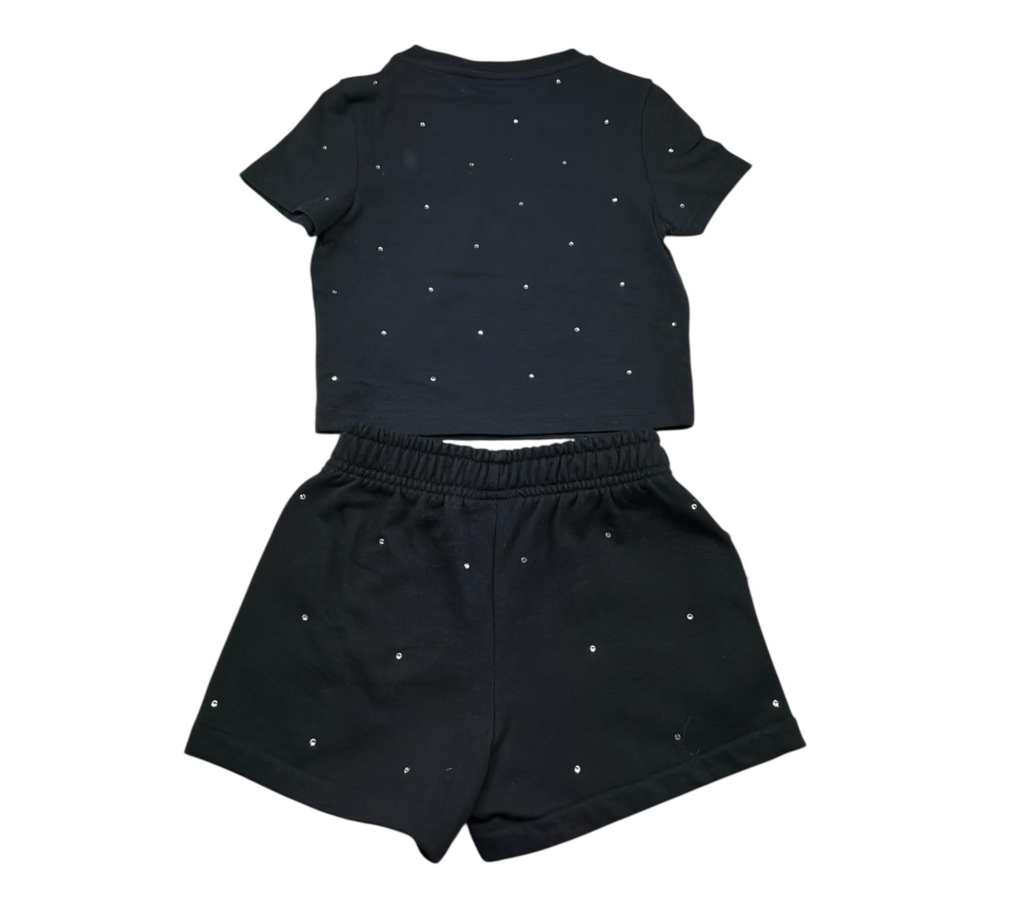 Saint Barth Completo 2 Pezzi T-Shirt-Short Tinta Unita per Bambina NIVES NERO SAINT BARTH 