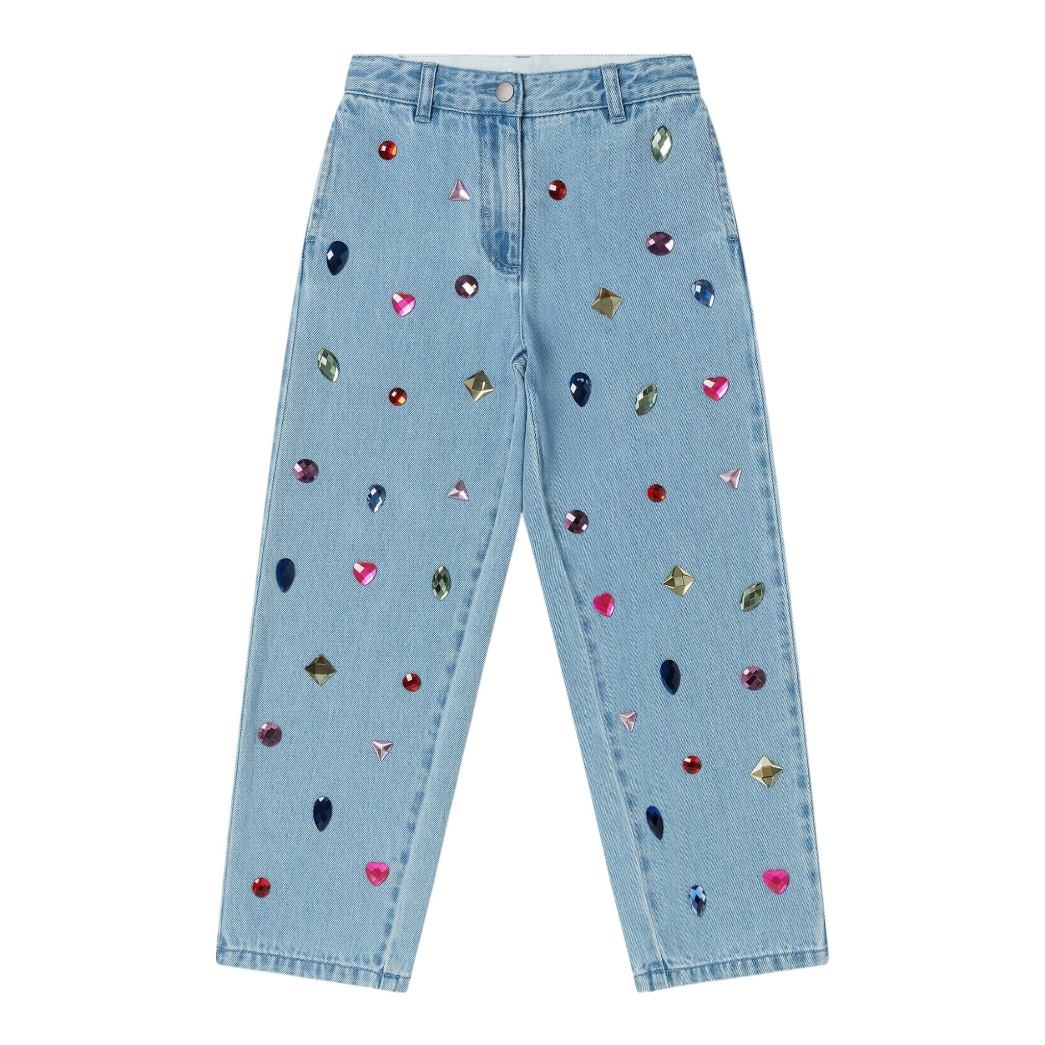 Stella Mccartney Jeans Tinta Unita con Applicazioni per Bambina TW6C20 AZZURRO STELLA McCARTNEY 
