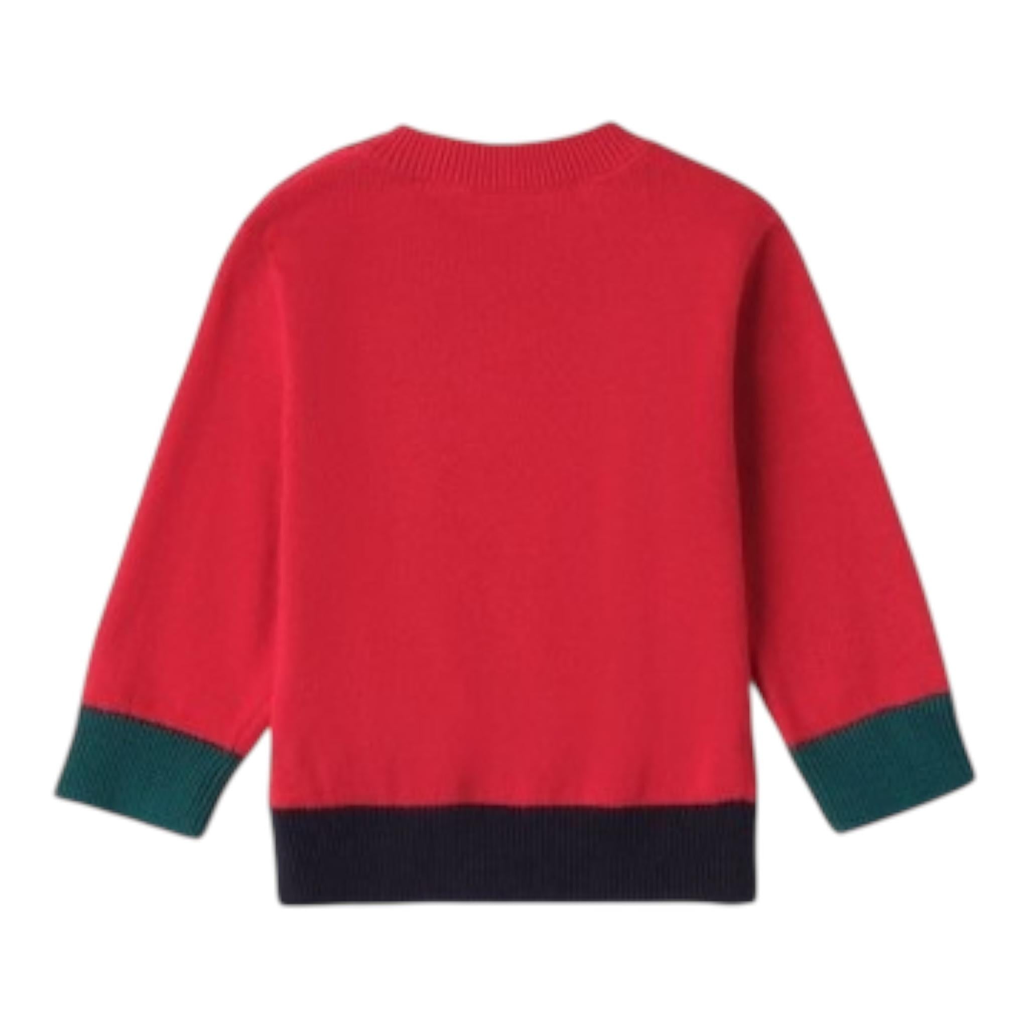 MINI BANDA maglia girocollo tinta unita con ricami Rosso per Neonato 3A671X ROSSO MINI BANDA 