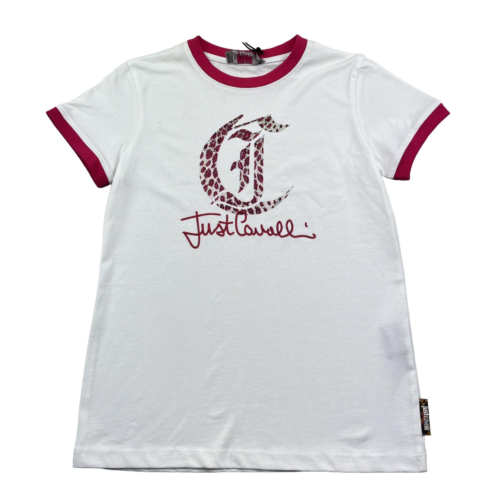 Just Cavalli T-Shirt Girocollo Tinta Unita con Stampe per Bambino JGP26054TS BIANCO JUST CAVALLI 