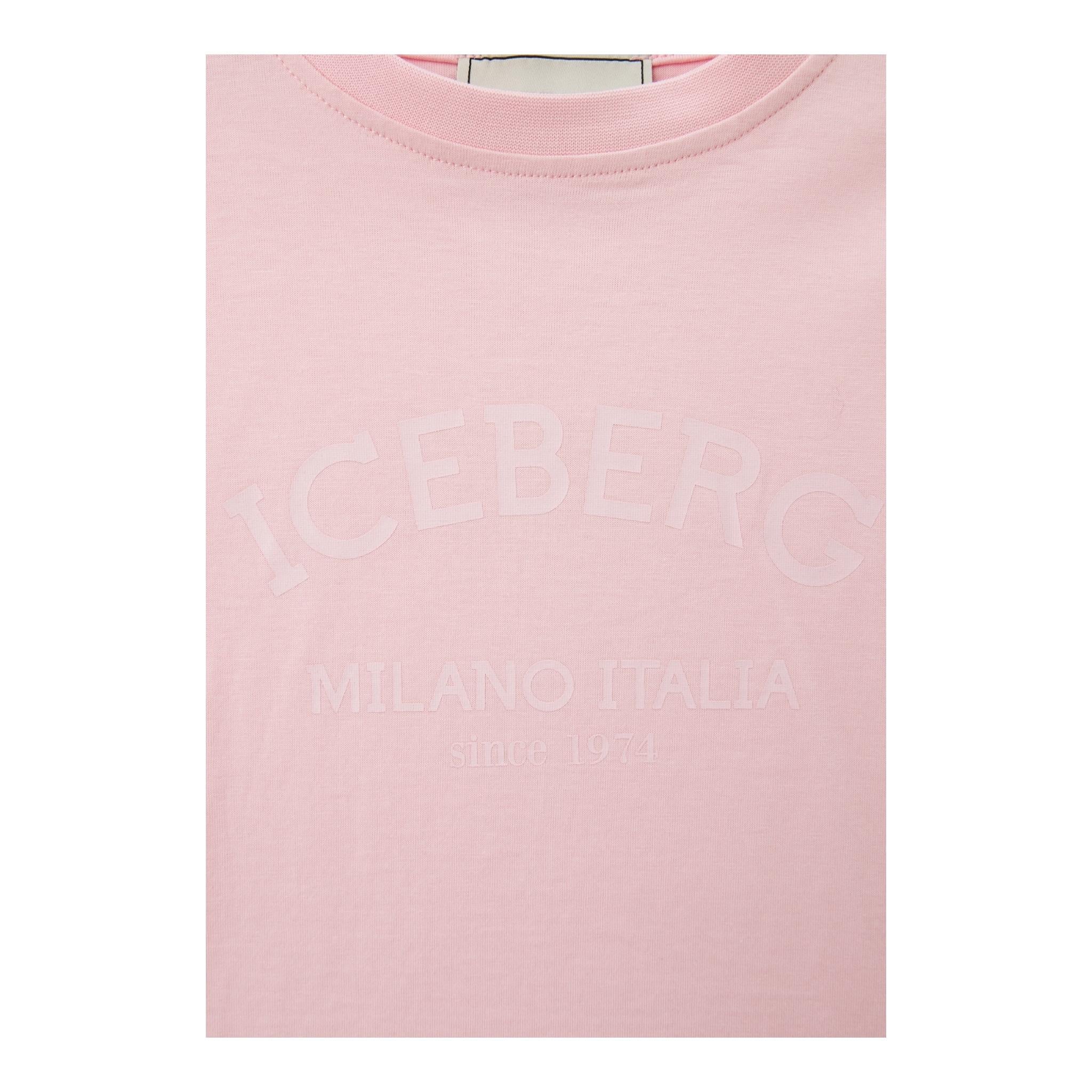 Iceberg T-Shirt Girocollo Tinta Unita con Stampa per Bambina TSICE5150JX ROSA ICEBERG 