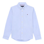 Tommy Hilfiger Camicia Manica Lunga Tinta Unita per Bambino KB0KB08728 AZZURRO TOMMY HILFIGER 