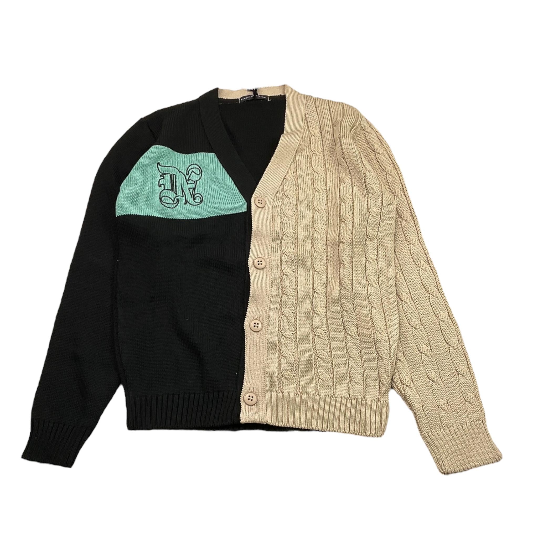 DANIELE ALESSANDRINI cardigan tricolore scollo a v  Nero per Bambino 1231W00083X NERO DANIELE ALESSANDRINI 