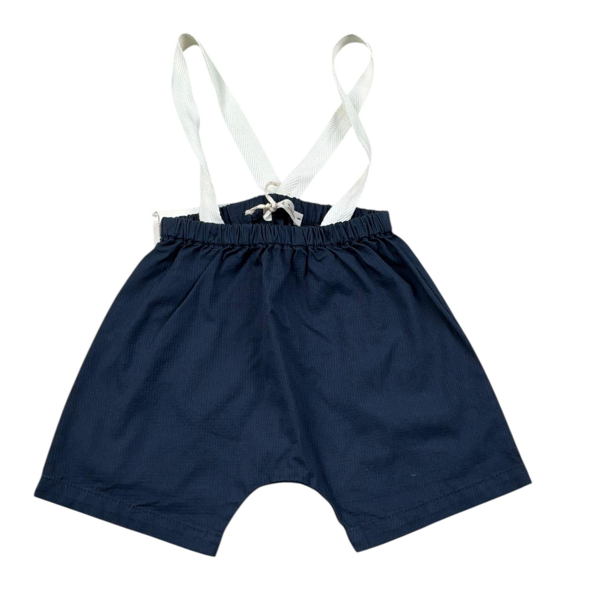 Zhoe & Tobiah Bermuda Tinta Unita con Bretelle per Neonato CKL3B BLU ZHOE & TOBIAH 