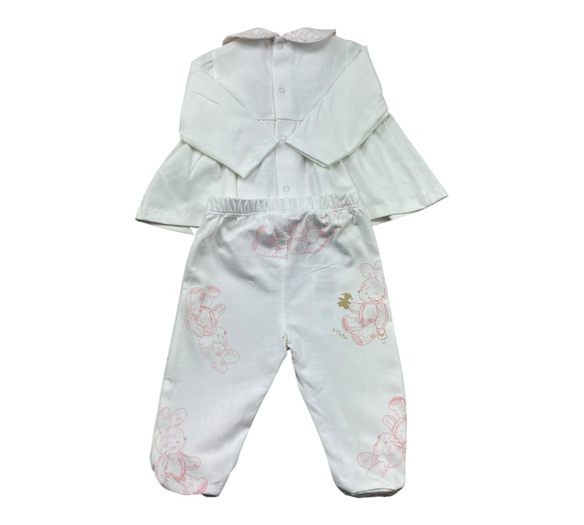 Le Bebe Completo 2 Pezzi Shirt-Ghettina Tinta Unita per Neonata LBG6287 BIANCO LE BEBE 