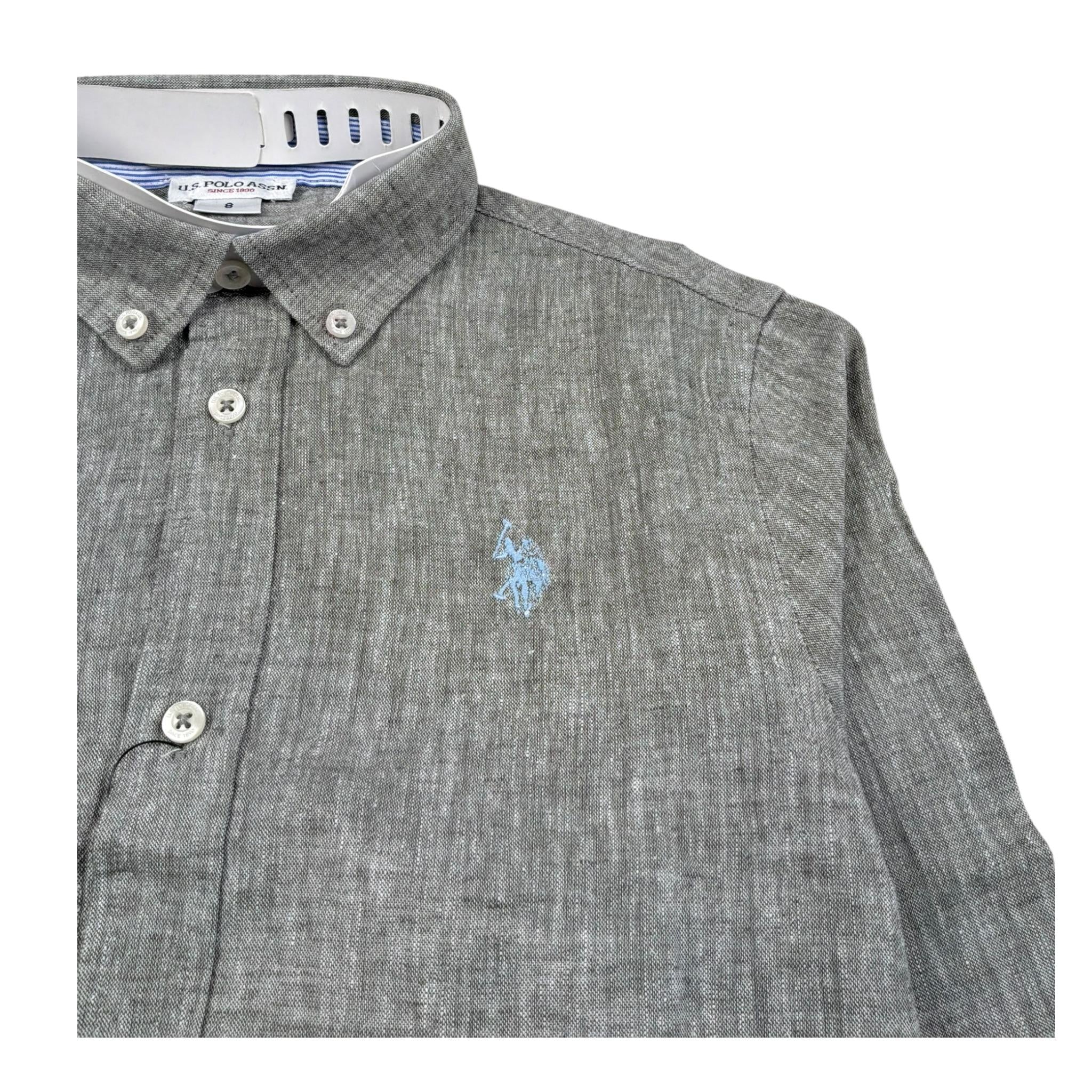 U.S. Polo Assn Camicia Manica Lunga Tinta Unita con Logo per Bambino US41504004 VERDE U.S. POLO ASSN 